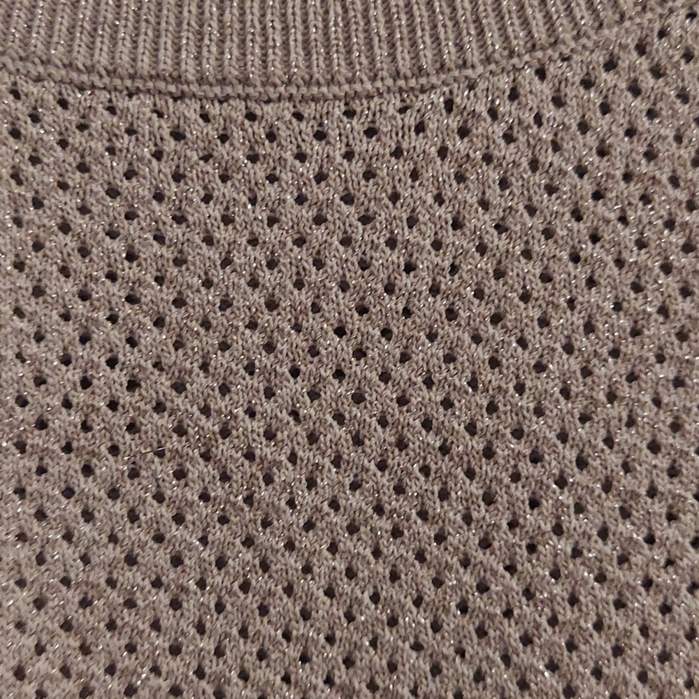 NEW INC INTERNATIONAL CONCEPTS L Tan Metallic Split Long Sleeve Knit Sweater - Picture 11 of 16